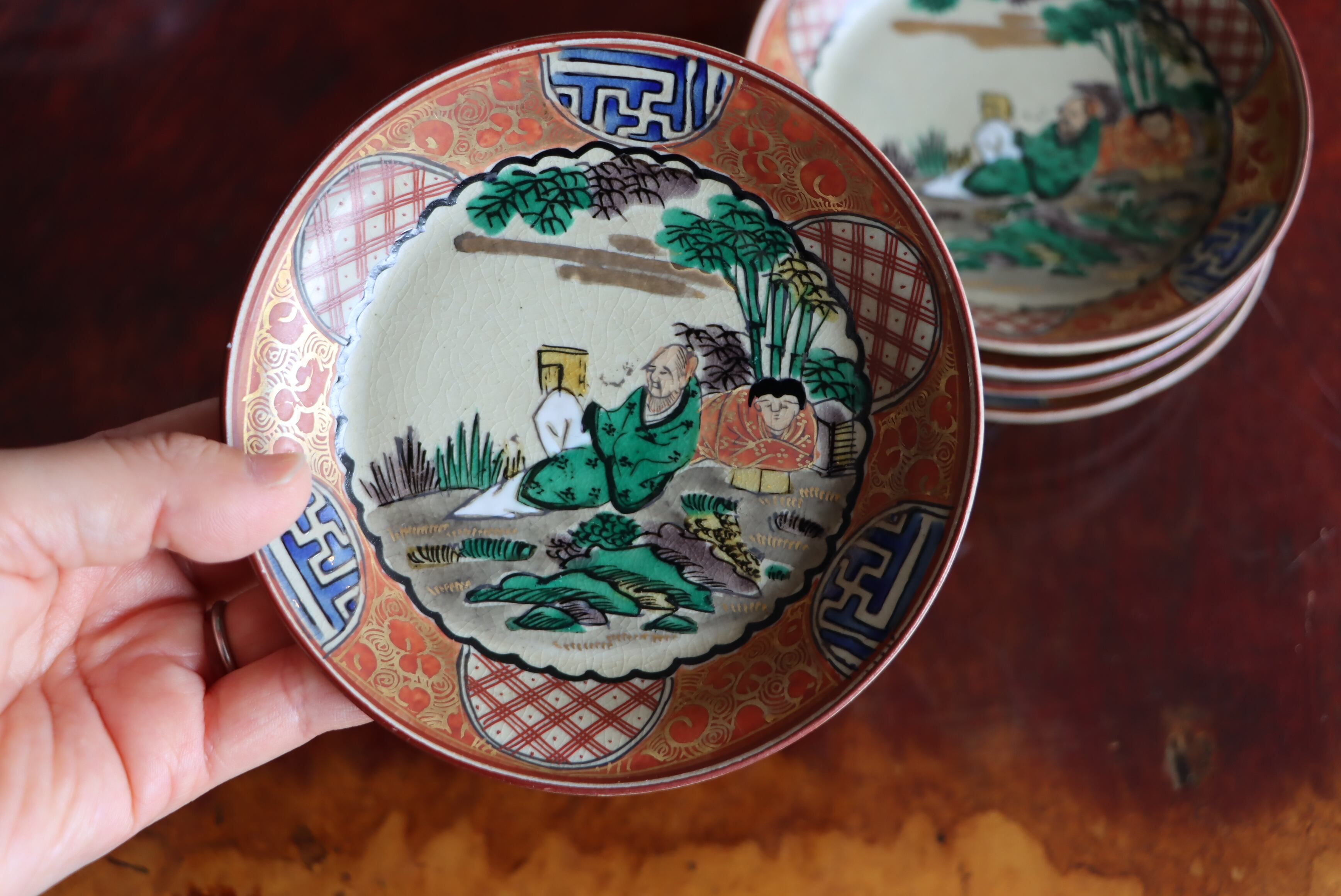 九谷焼 庄三手 色絵 人物文 小皿/Kutani small plate | (有)新原美術