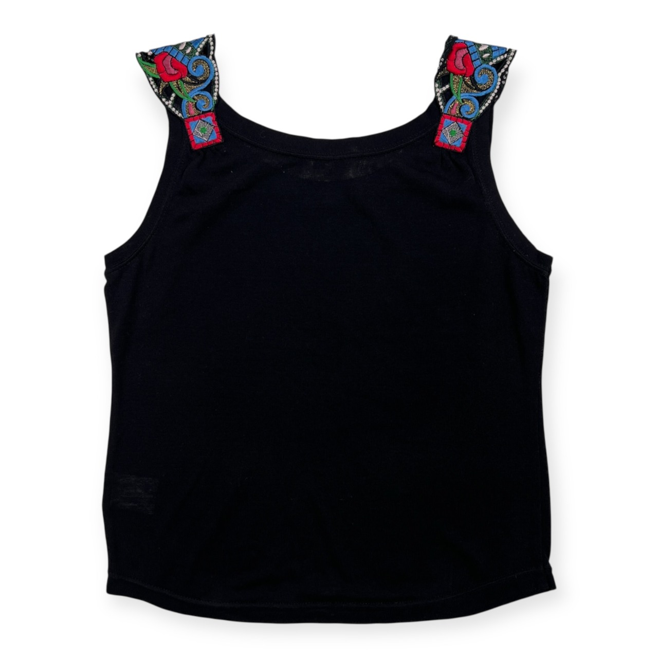 ETRO エトロ 刺繍 ノースリーブ コットン ニット トップス サイズ 44 /ブラック/イタリー製/エトロファーイースト