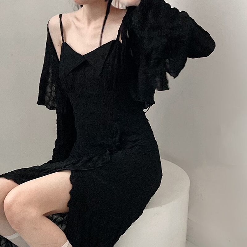 サブカル 服 地雷系 通販 Pinksavior ワンショル 長袖 ショート丈 闇かわいい