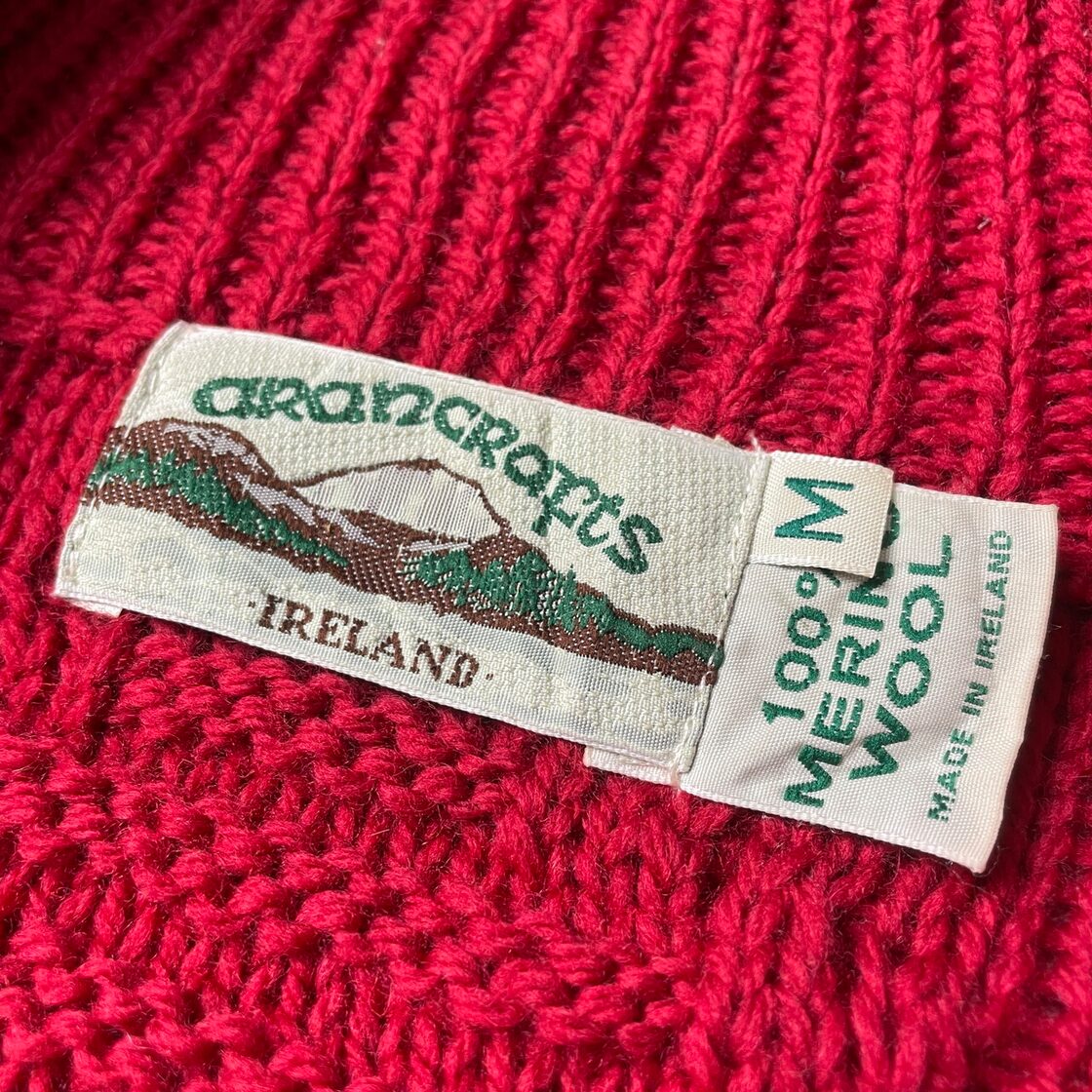 90年代 アイルランド製 arancrafts フルジップニットカーディガン 