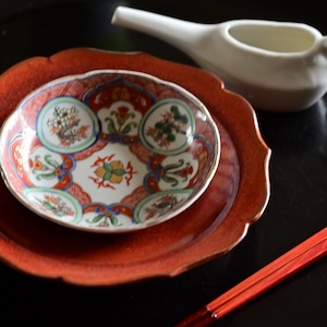 【50412】 伊万里 赤絵 花  江戸/ Imari Small Plate Akae  /Edo