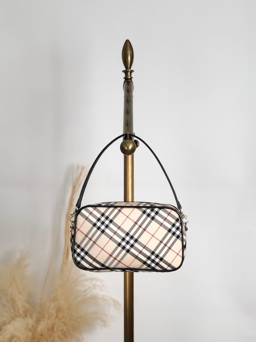BURBERRY バーバリー チェック ハンドバッグ ベージュ ファブリック ミニバッグ アクセサリーポーチ vintage ヴィンテージ オールド jg72w4