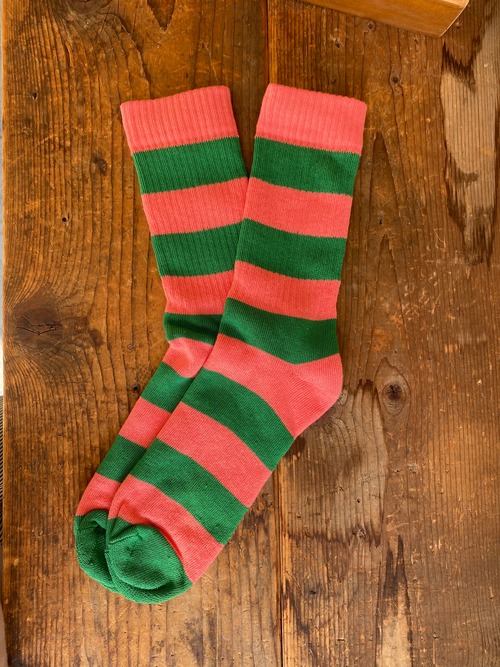 英国製　TSPTR Border Socks　Pink / Emerald