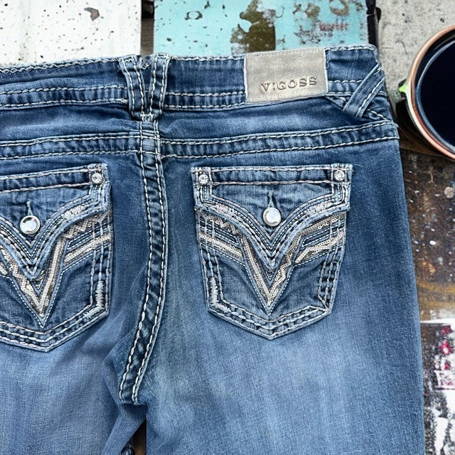 【LADIES】low rise bijou denim