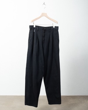 pleated black denim baggy trousers