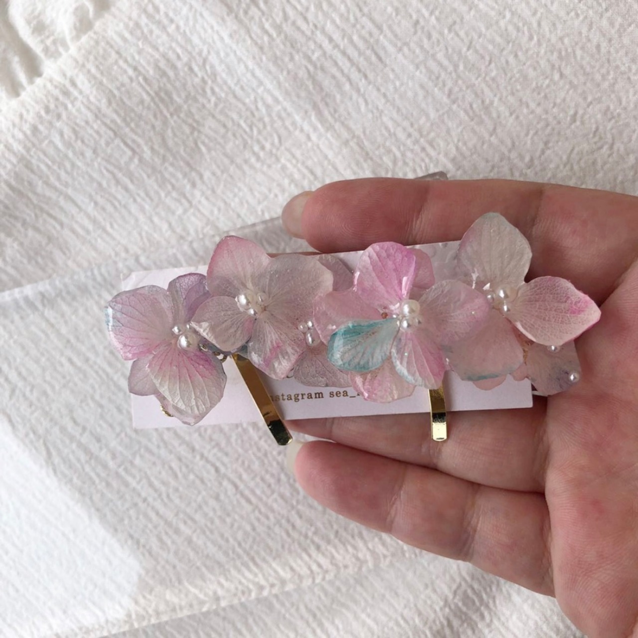no.870 再販 sale マーメイドカラーの紫陽花ポニーフック 紫陽花  