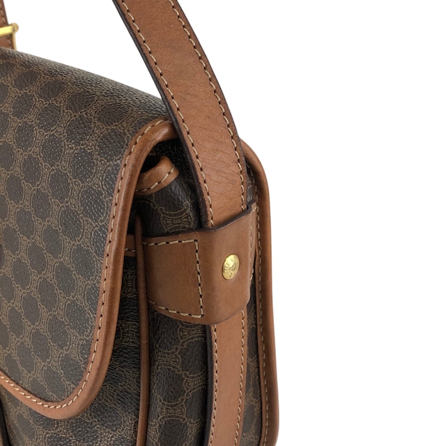 CELINE セリーヌ マカダム ショルダーバッグ ブラウン ブラゾン型押し PVC vintage ヴィンテージ オールド uuvwb7
