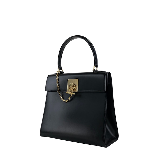 CELINE セリーヌ ショルダーバッグ ブラック ガンチーニ レザー 2WAY vintage ヴィンテージ オールド r5552p