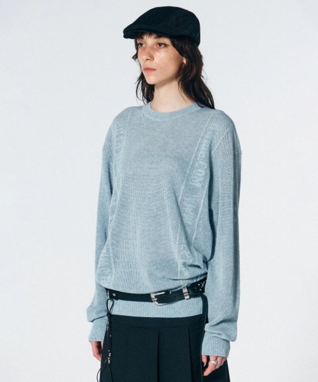 [SCULPTOR] Striped Mesh Sweater Gloomy Sky