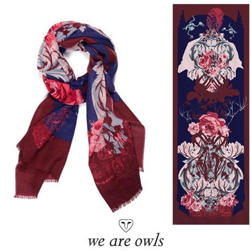 【ダメージセール品の為、返品不可】we are owls （ウィアーオウルズ） Forest【Plum】 (カシミア大判ストール）