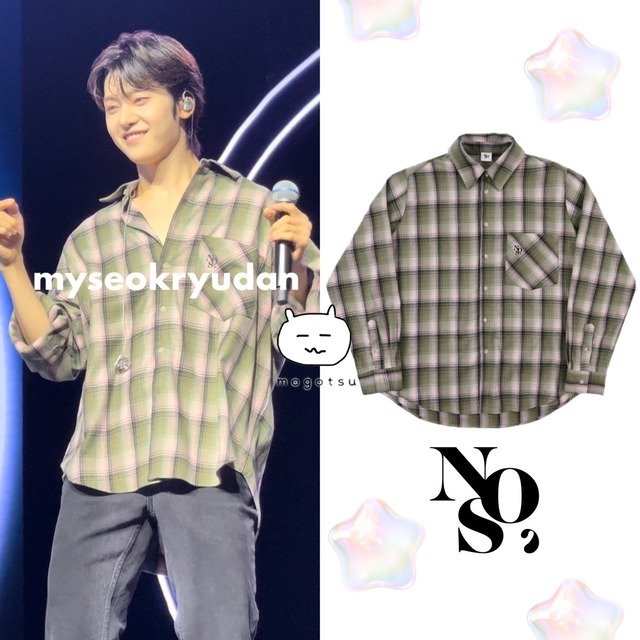 ★ZEROBASEONE ソクマシュー 着用！！【NOS7】オーバー チェック シャツ - カーキ