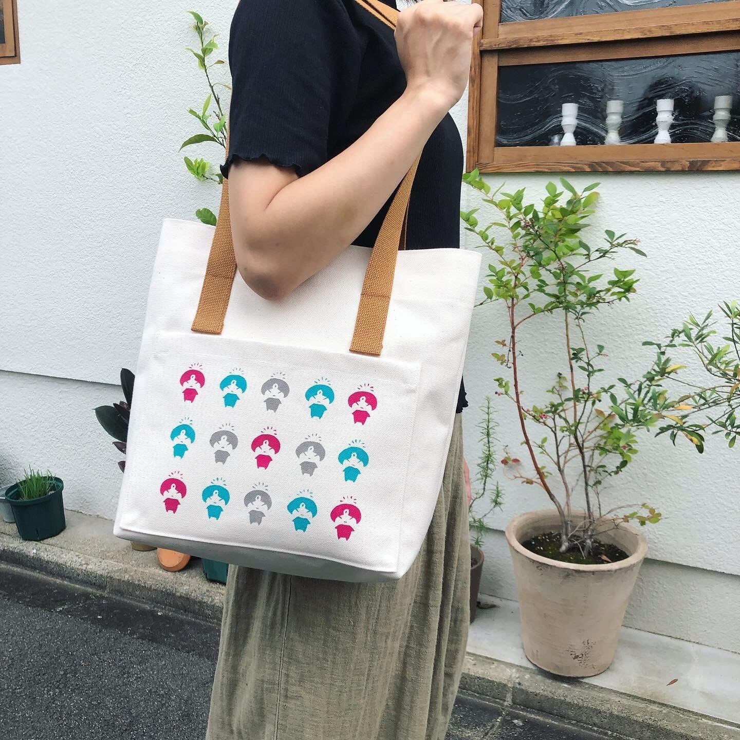 「ウルフ舎の帆布トートバッグ」/並んだぷん/ピングレブルー』/キナリ/帆布