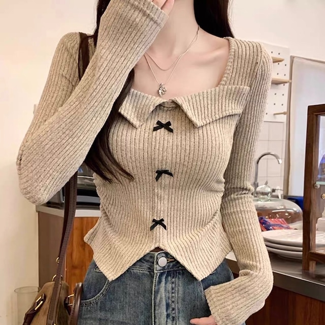 Square Neck Long-Sleeve Top