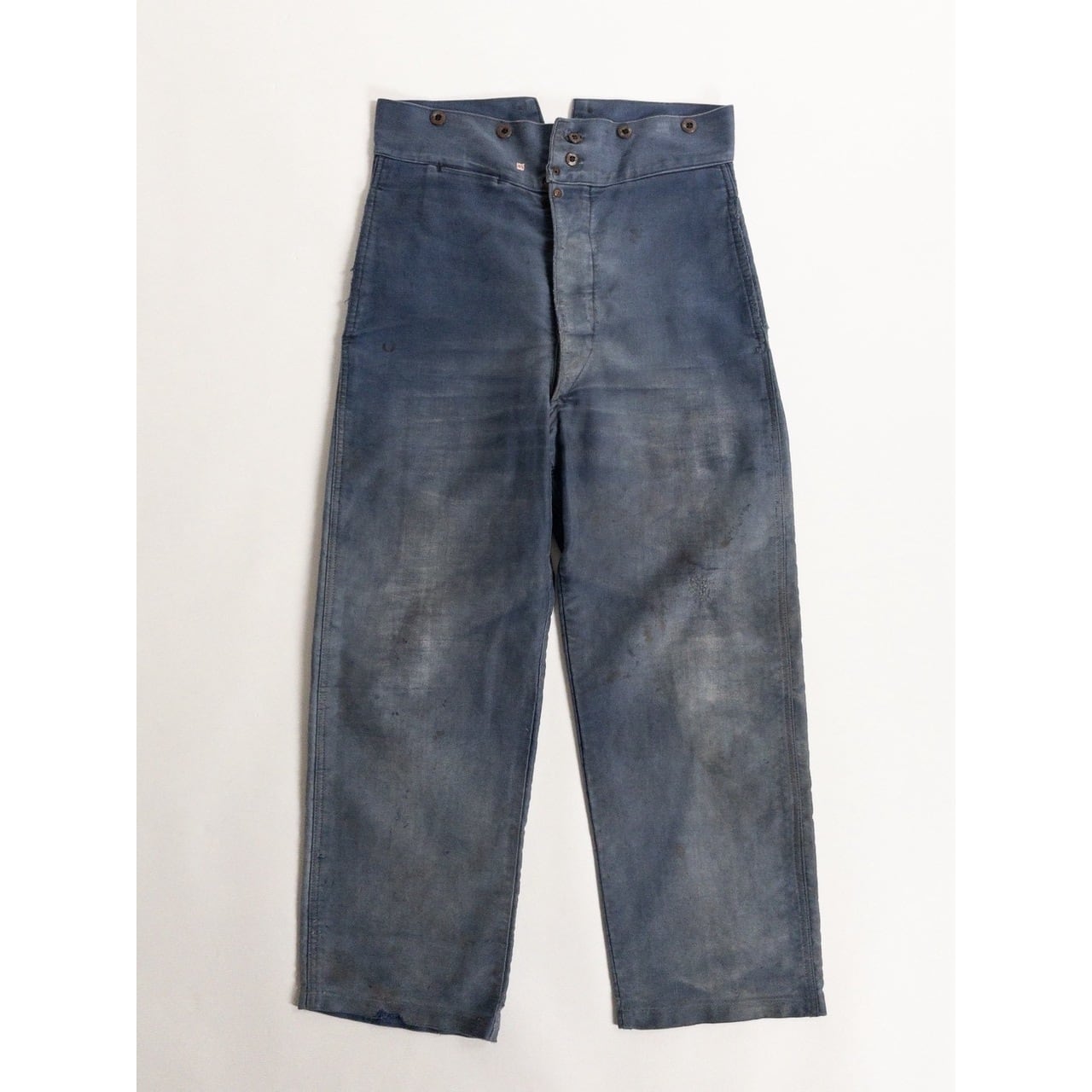 1940s "French Vintage" Faded Blue Moleskin Work Trousers