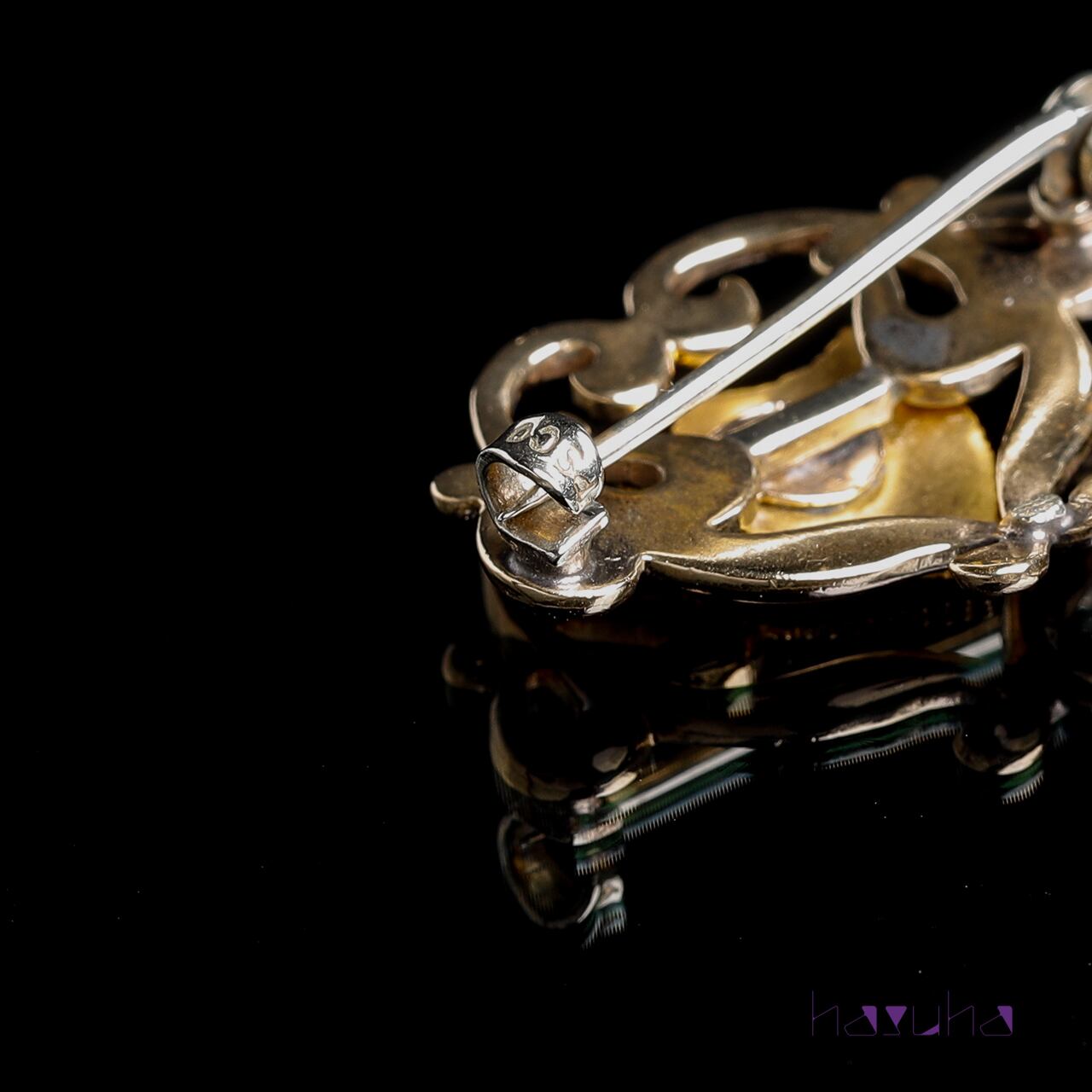 アンティーク ゴールドフィルド イニシャル(H) エンブレムブローチ