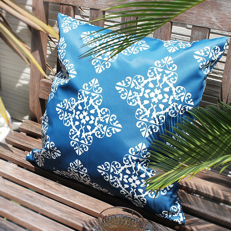 送料無料 エスニック柄 クッションカバー 防汚生地 防水生地 耐光性