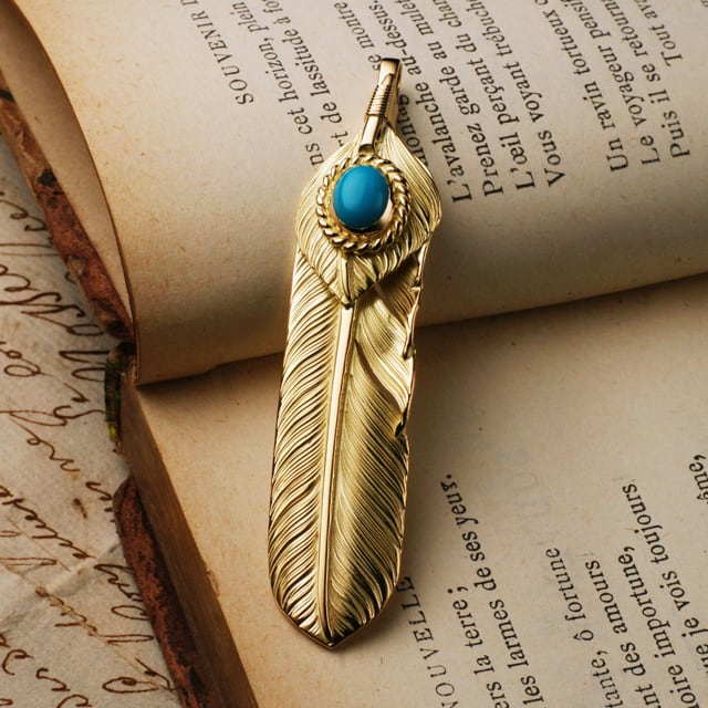 鷲見太郎 Pendant ペンダント】L K18イエローゴールドフライトフェザー