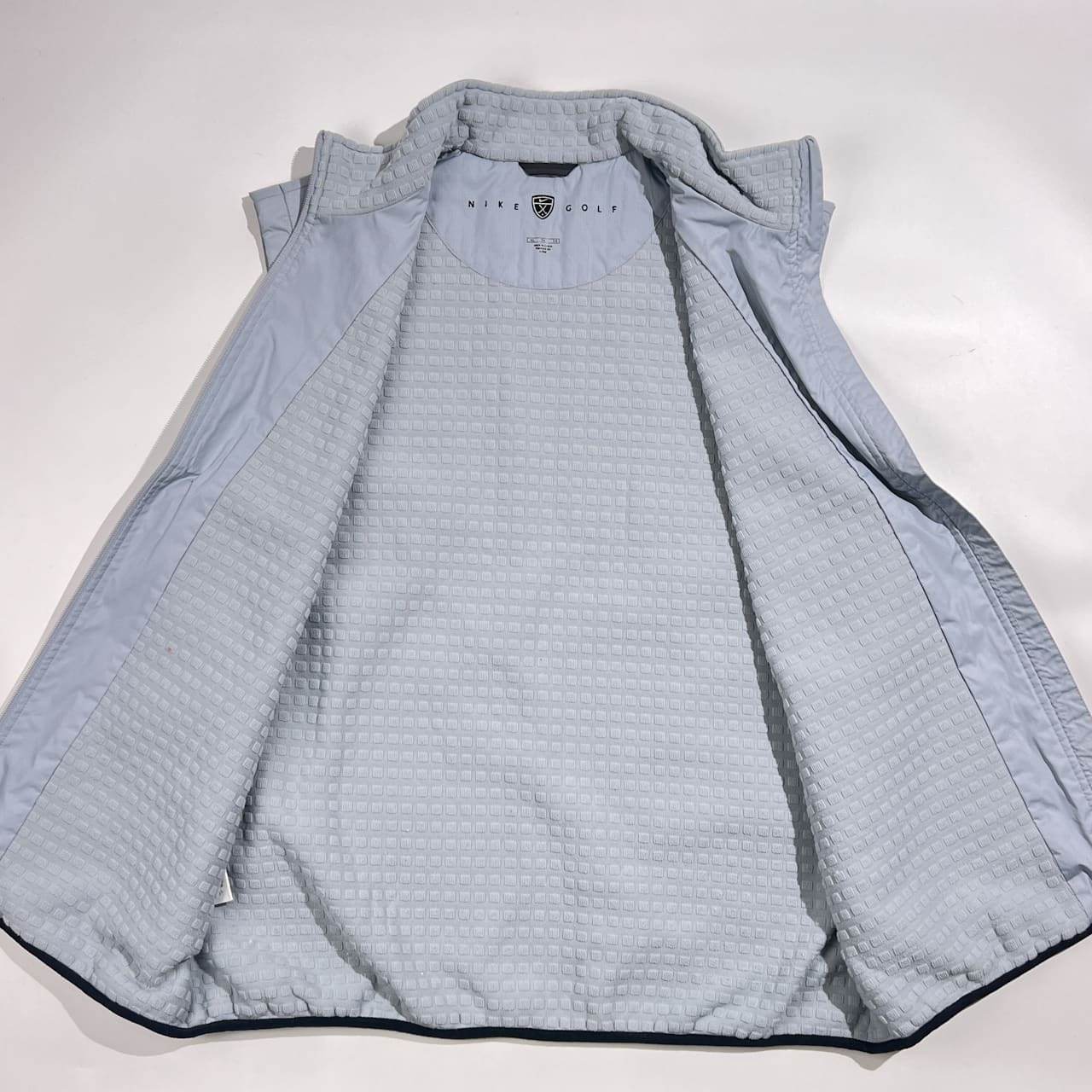 NIKE GOLF ナイキゴルフ 中綿 ワンポイント刺繍 ハイネック  ベスト XL /ライトグレー ライトブルー系 メンズ