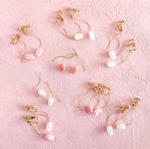 14kgf Tulip nuance curve short earrings