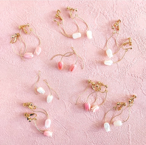 14kgf Tulip nuance curve short earrings