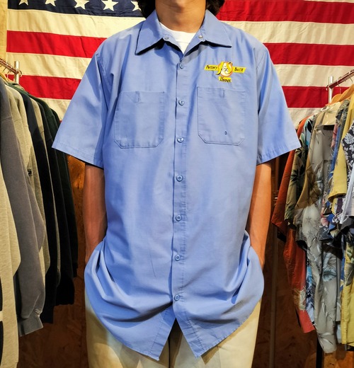 Used 半袖シャツ◆USA製 REDKAP ワッペンワークシャツ サックス◆USA古着　ヴィンテージ