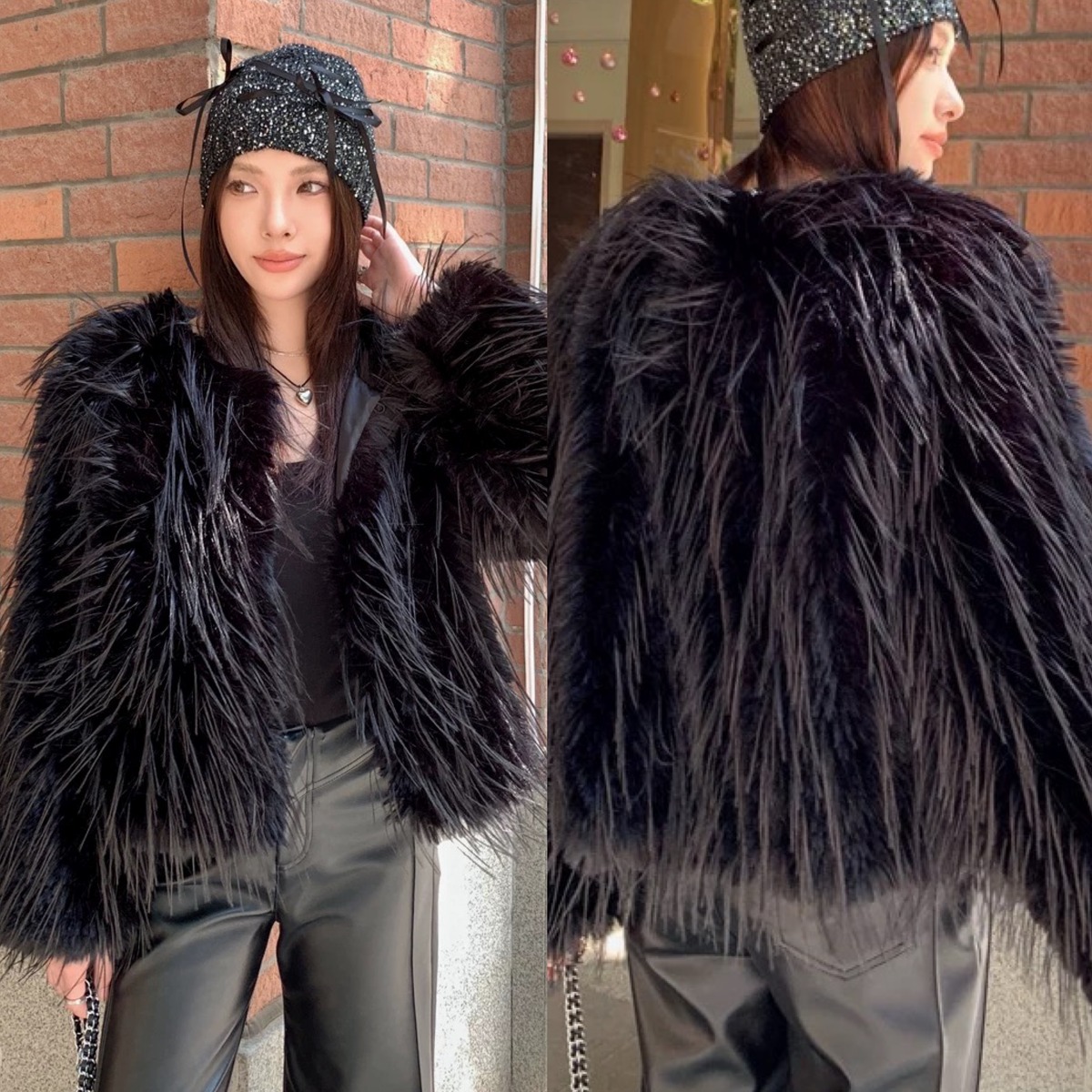 黒 ファー ジャケット コート カラス | LOVEYsmileSHOP