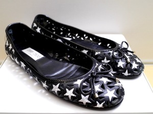 レア7万★JIMMY CHOO ジミーチュウ ☆柄 型抜き リボンデザイン フラット パンプス バレエシューズ 36.5★ 定番フラットタイプのレアモデル