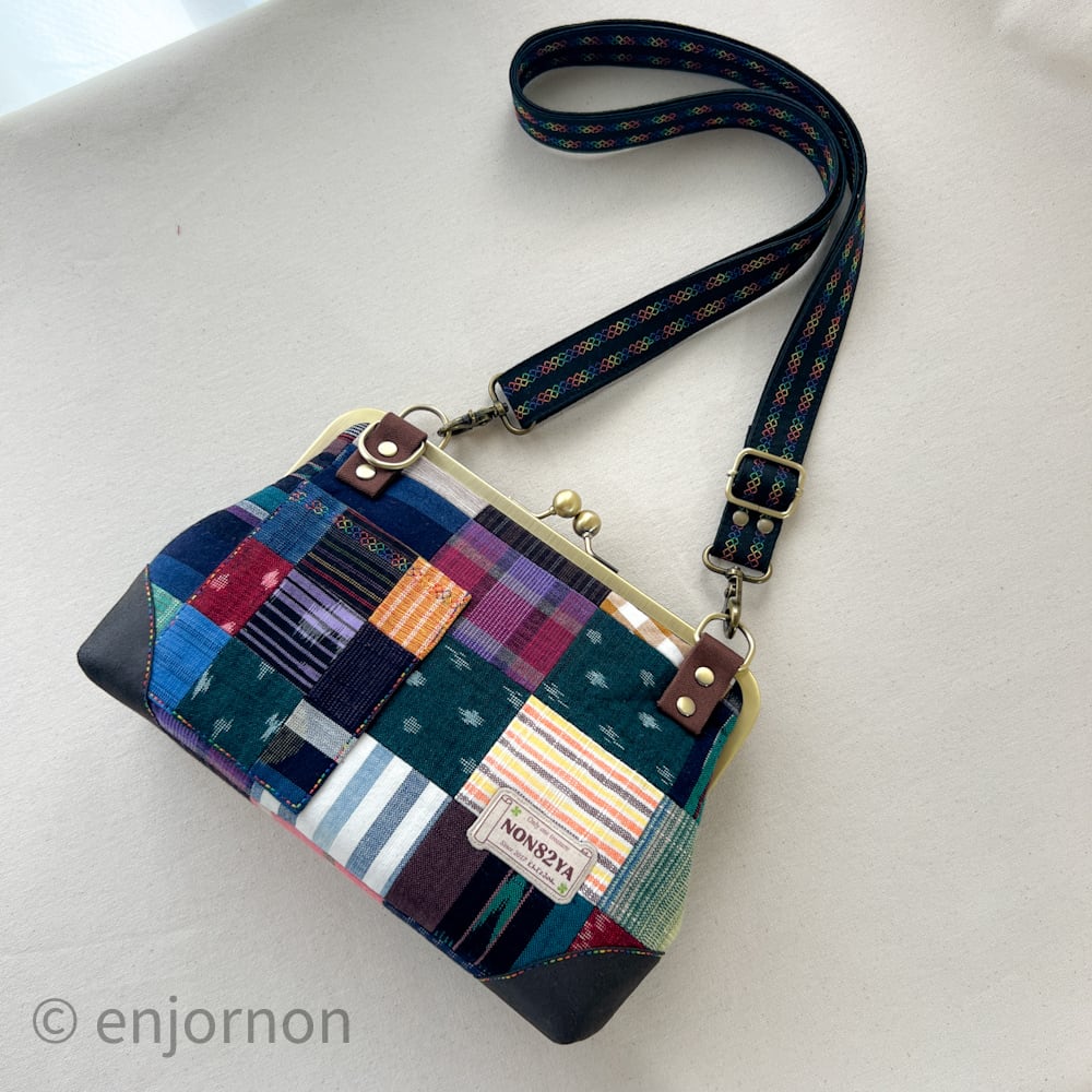 久留米絣パッチワークのがま口バッグ | がま口【 のんぱち屋 】