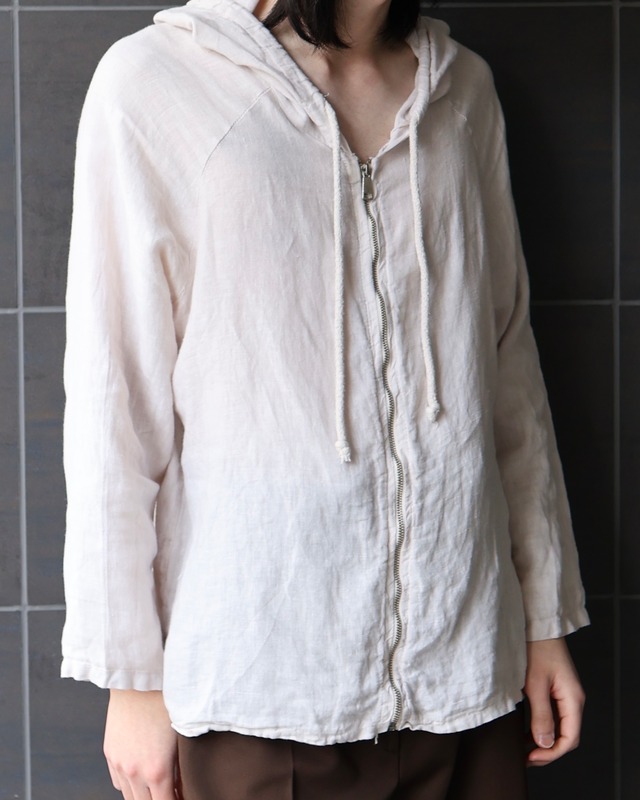 Linen zip-up hoodie