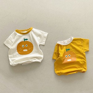 【BABY】オレンジプリントロンパース