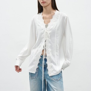 Lace Trim Shirt  T4463