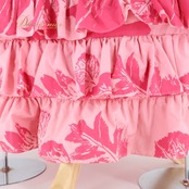 フラダンス 衣装 ワンピース ドレス CC Fashions ピンク系 ハワイ製 ワントーン フリル ボリューミー かわいい 華やか 鮮やか 明るい ラブリー ハワイアン アロハ ハワイアンプリント フラ ダンス レッスン 練習 レディース おしゃれ