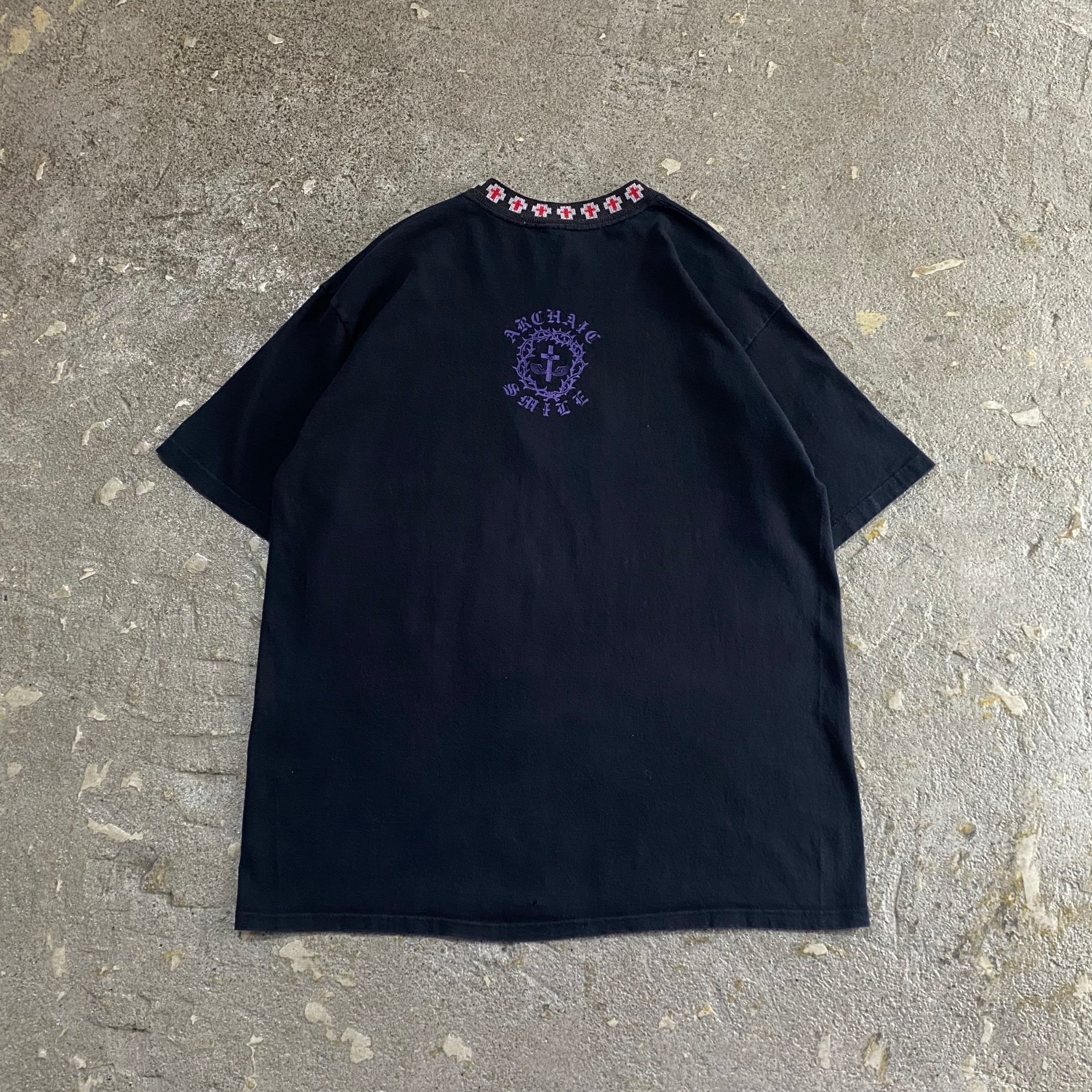 90s ARCHAIC SMILE rib cross design T-shirt【仙台店】 | What'z up 90s ARCHAIC SMILE rib cross design T-shirt【仙台店】 | What'z up