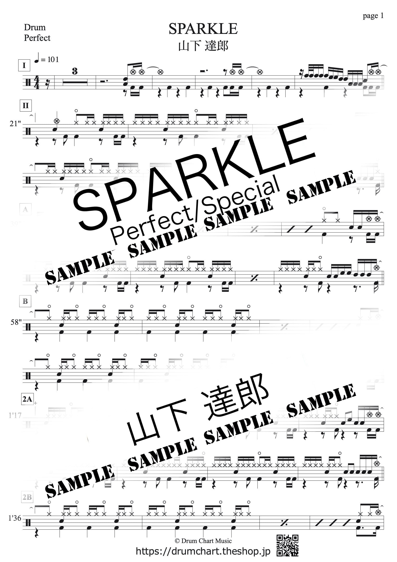 山下達郎 楽譜6冊セット SPARKLE / 山下 達郎 ドラムパート譜 (完コピ譜、Special譜、2