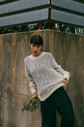 Sheer Aran Relax Sized Pullover Knit