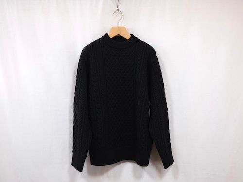 Yonetomi NEW BASIC” REBORN WOOL ARAN KNIT PULLOVER BLACK”