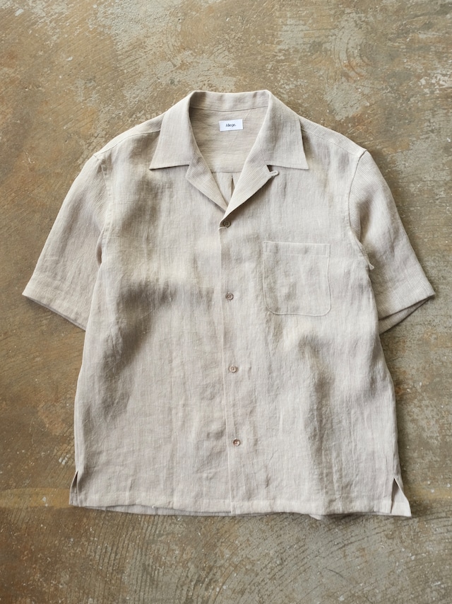 【ALLEGE】 Linen Stripe Open Callor S/S Shirt