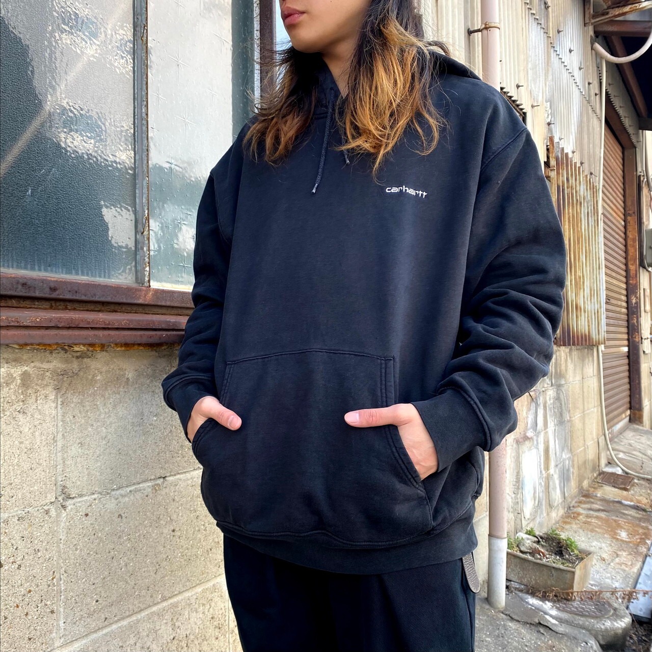 Carhartt カーハート ワンポイントロゴ プルオーバーパーカー メンズXL 