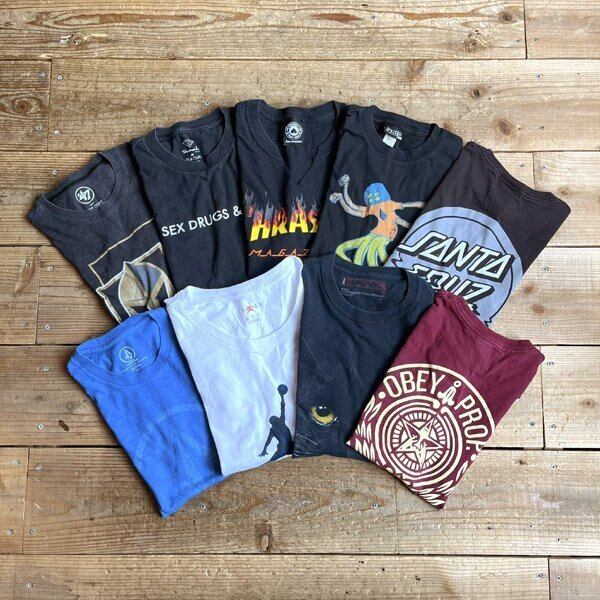1点物◇スラッシャー黒ファイヤーパターン短丈プリントTシャツ古着