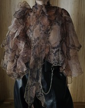 2color ボリュームフリルシアーパイソントップス