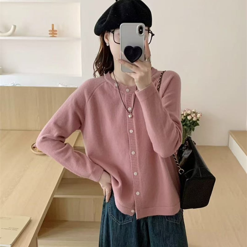 【outer】丸首カーディガン Q6488