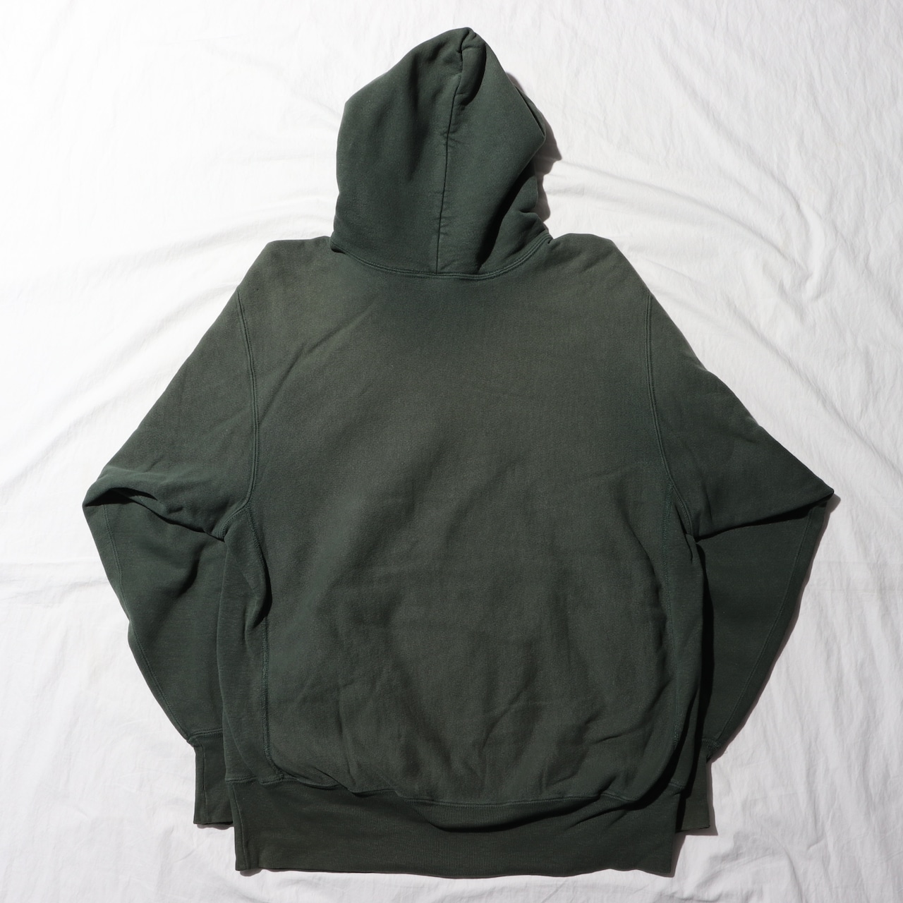 XL USA 90s 緑無地 グリーン 旧ハトメ パーカー Reverse weave Champion リバースウィーブ