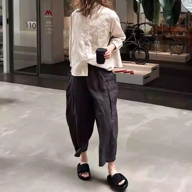 スタンドカラー フレンチスリーブシャツ 襟デザイン 2color  00256