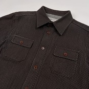 希少 00s KATHARINE HAMNETT キャサリンハムネット 立体柄デザイン シャツ ジャケット サイズ L /オールド/アーカイブ/ダークブラウン