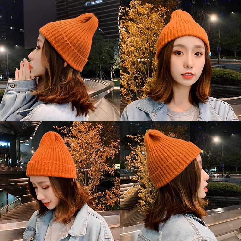 ウールの帽子の女性の冬の甘くてかわいいファッション野生のese秋と冬のニット帽子instide ブラック・アイド・ピーズ3480117809