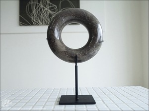 天然大理石オブジェCir/GY マーブル 置物 装飾 天然石アート 円形オブジェ カフェ装飾 飾り デコレーション 置き物 W18xH28cm