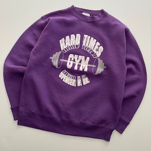 -USED- WOMEN'S USA製 HARD TIMES GYM CREWNECK SWEAT SHIRTS -PURPLE- [M]