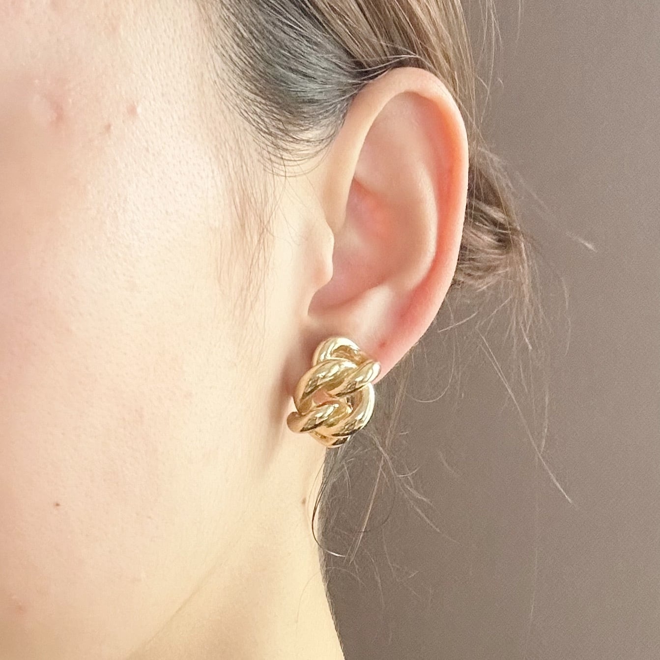 E5376】Christian Dior chain design earrings/クリスチャンディオール