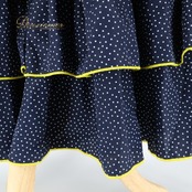フラメンコ 衣装 ファルダ スカート 黄色 ドット 水玉 紺色 ルーニー RONEY ネイビー系 イエロー系 フラメンコスカート スカート 可愛い レトロ ファルダ レディース おしゃれ パーティ ダンス衣装 イベント用 紺色スカート 水玉模様