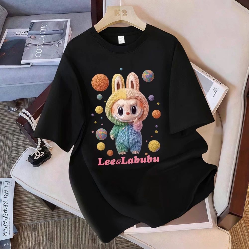 Labubu カップルTシャツ オーバーサイズ 綿100% S-5Lサイズまで 男女兼用 カップル着回し ジュアル 大きいサイズ ゆったり半袖Tシャツ